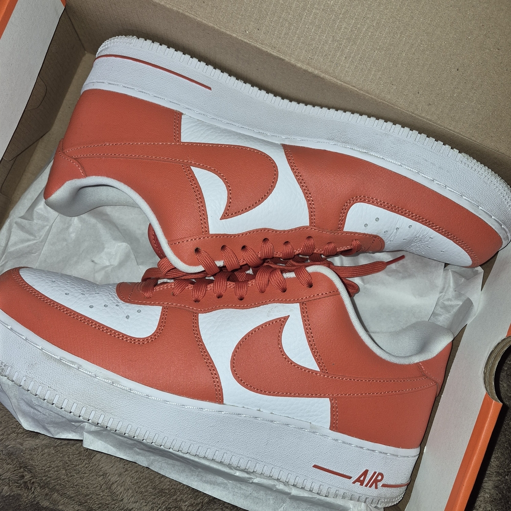 Nike Air Force 1 Low-Top Sneakers in Orange & White